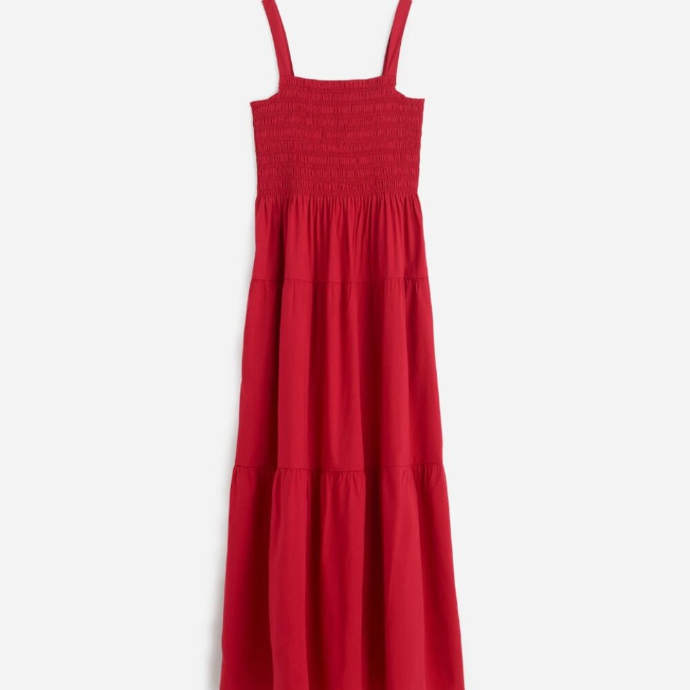 Madewell Smocked Tiered Maxi Dress Size 2 Crimson